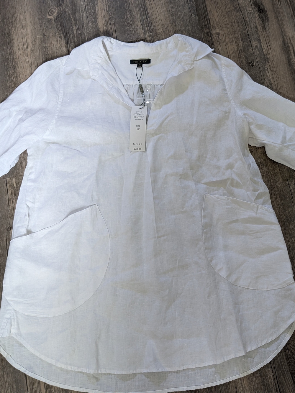 For Cynthia White Linen Blouse Tunic